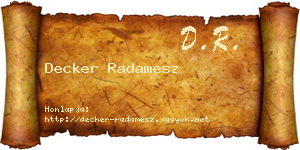Decker Radamesz névjegykártya